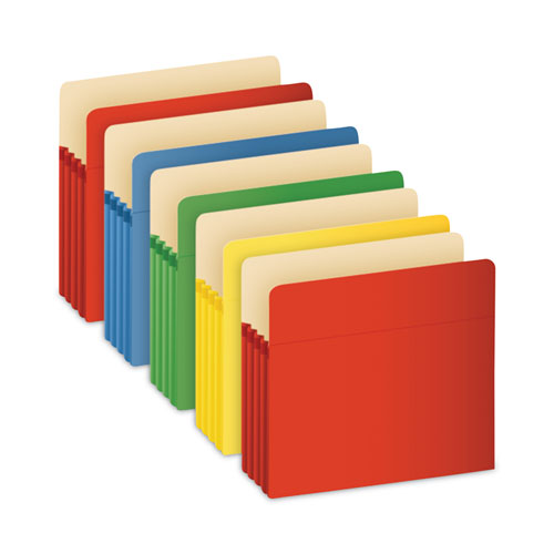 Image of Universal® Redrope Expanding File Pockets, 3.5" Expansion, Letter Size, Assorted Colors, 5/Box