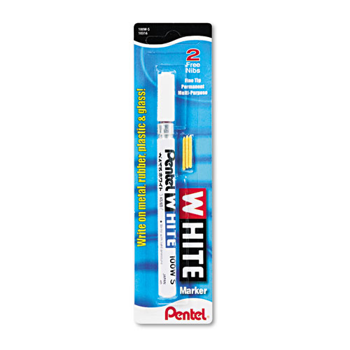 Image of Pentel® White Permanent Marker, Fine Bullet Tip, White