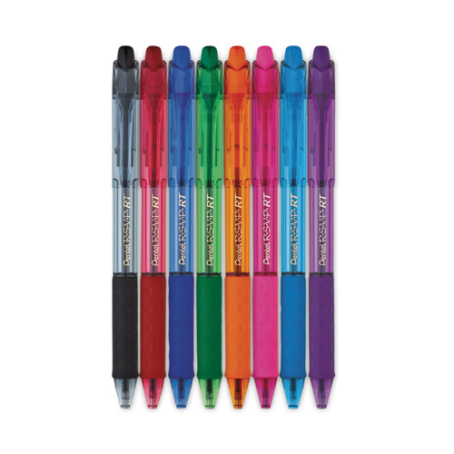 Image of Pentel® R.S.V.P. Rt Ballpoint Pen, Retractable, Medium 1 Mm, Assorted Ink Colors, Clear Barrel, 8/Pack