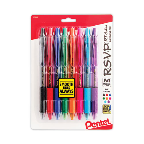 Pentel RSVP Super RT Ballpoint Pens, Fine Point, Black Ink, Dozen