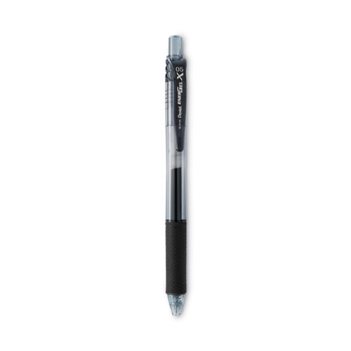 EnerGel-X Gel Pen, Retractable, Fine 0.5 mm Needle Tip, Black Ink, Clear/Black Barrel, Dozen