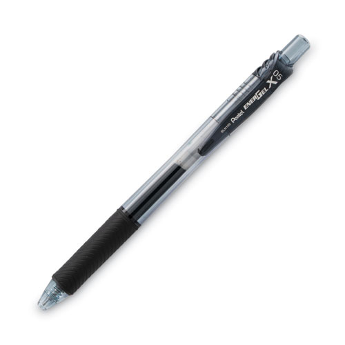 Image of Pentel® Energel-X Gel Pen, Retractable, Fine 0.5 Mm Needle Tip, Black Ink, Black Barrel, Dozen