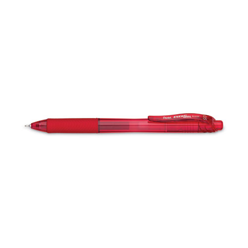 EnerGel-X Gel Pen, Retractable, Fine 0.5 mm Needle Tip, Red Ink, Translucent Red/Red Barrel, Dozen