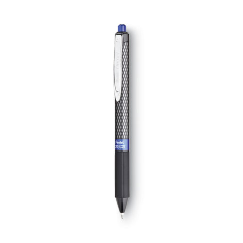 Pentel® Oh! Gel Pen, Retractable, Medium 0.7 Mm, Blue Ink, Black Barrel, Dozen
