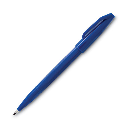 Image of Pentel Arts® Sign Pen Fine Point Color Marker, Extra-Fine Bullet Tip, Blue, Dozen