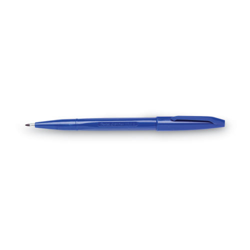 Image of Pentel Arts® Sign Pen Fine Point Color Marker, Extra-Fine Bullet Tip, Blue, Dozen