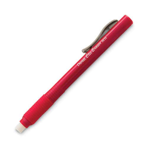 Clic Eraser Grip Eraser, For Pencil Marks, White Eraser, Randomly Assorted Barrel Color, 3/Pack