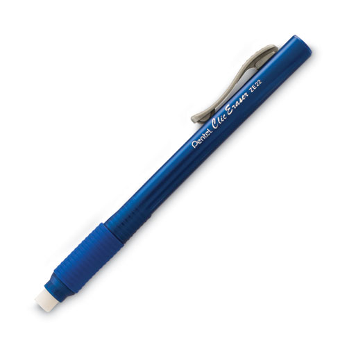 Image of Pentel® Clic Eraser Grip Eraser, For Pencil Marks, White Eraser, Blue Barrel