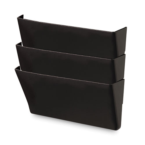 Image of Universal® Wall File Pockets, 3 Sections, Letter Size,13" X 4.13" X 14.5", Black, 3/Pack