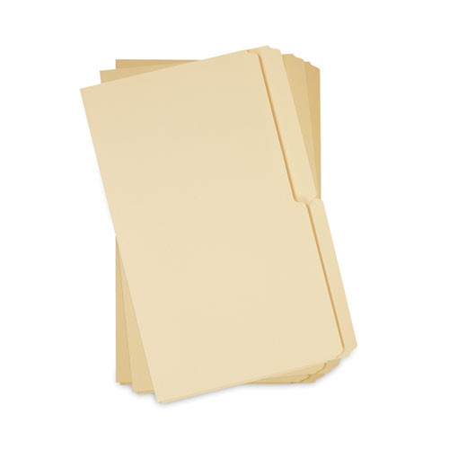 Image of Universal® Top Tab File Folders, 1/2-Cut Tabs: Assorted, Legal Size, 0.75" Expansion, Manila, 100/Box