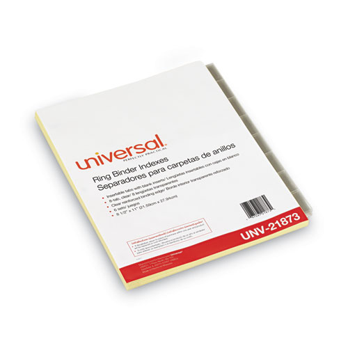 Universal® Insertable Tab Index, 8-Tab, 11 X 8.5, Buff, Clear Tabs, 6 Sets