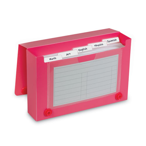 Index Card Case, Holds 100 3 x 5 Cards, 5.38 x 1.25 x 3.5, Polypropylene,  Assorted Colors