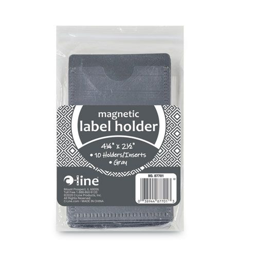 Image of C-Line® Slap-Stick Magnetic Label Holders, Side Load, 4.25 X 2.5, Gray, 10/Pack