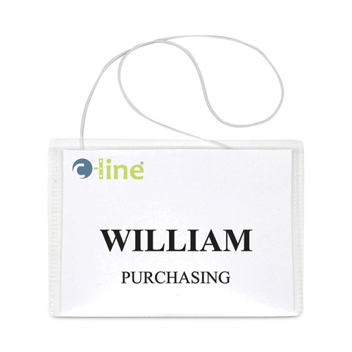 C-Line® Name Badge Kits, Top Load, 4 X 3, Clear, Elastic Cord, 50/Box