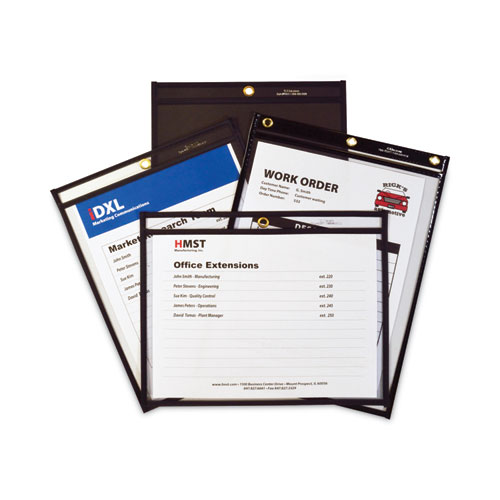 Image of C-Line® Heavy-Duty Super Heavyweight Plus Stitched Shop Ticket Holders, Clear/Black, 9 X 12, 15/Box