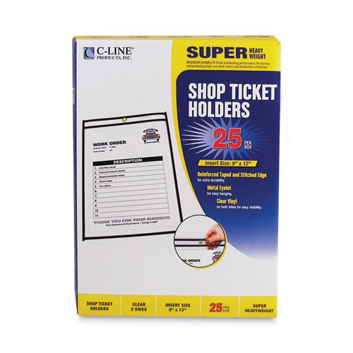 Image of C-Line® Shop Ticket Holders, Stitched, Both Sides Clear, 75 Sheets, 9 X 12, 25/Box