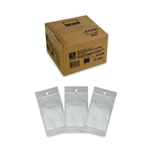 Write-On Poly Bags, 2 mil, 3" x 5", Clear, 1,000/Carton