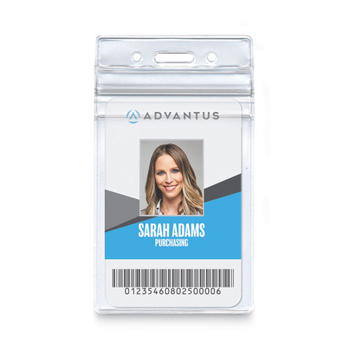 Image of Advantus Resealable Id Badge Holders, Vertical, Frosted 3.68" X 5" Holder, 2.62" X 3.75" Insert, 50/Pack