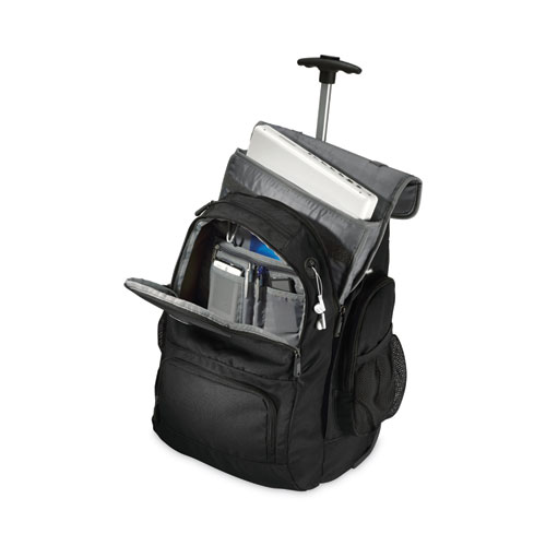 Image of Samsonite® Rolling Backpack, Fits Devices Up To 15.6", Polyester, 14 X 8 X 21, Black/Charcoal