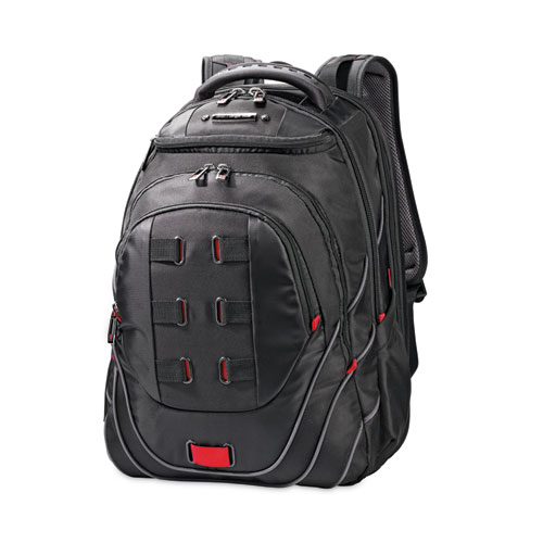 Samsonite® Tectonic PFT Backpack, Fits Devices Up to 17", Ballistic Nylon, 13 x 9 x 19, Black/Red