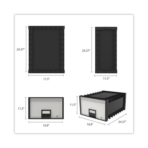 Image of Archive Storage Drawers with Key Lock, Legal Files, 18.25" x 24" x 11.5", Black/Gray