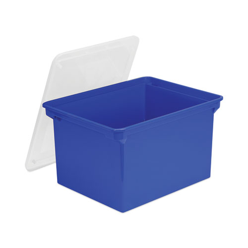 Plastic File Tote, Letter/Legal Files, 18.5" x 14.25" x 10.88", Blue/Clear