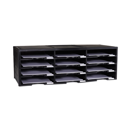 Storex Literature Organizer, 12 Compartments, 10.63 x 13.3 x 31.4, Black