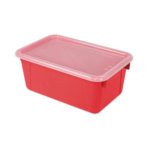 Cubby Bins with Clear Lids, 12.25" x 7.75" x 5.13", Red, 6/Pack