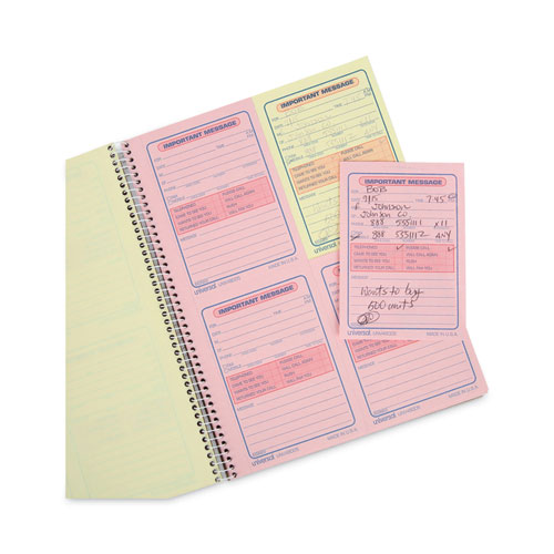 Image of Universal® Wirebound Message Books, Two-Part Carbonless, 5.5 X 3.88, 4 Forms/Sheet, 200 Forms Total