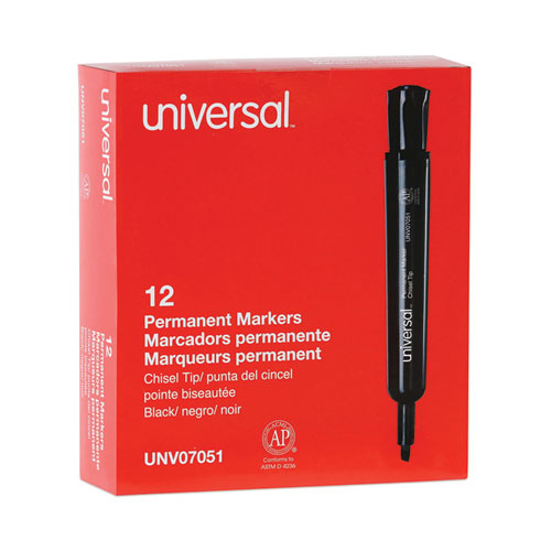 Universal™ Chisel Tip Permanent Marker, Broad Chisel Tip, Black, Dozen