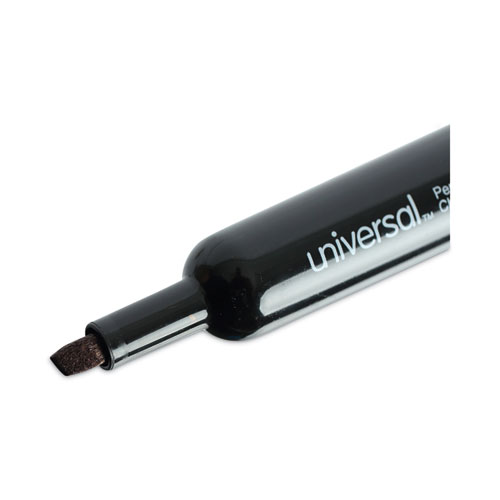 Image of Universal™ Chisel Tip Permanent Marker, Broad Chisel Tip, Black, Dozen
