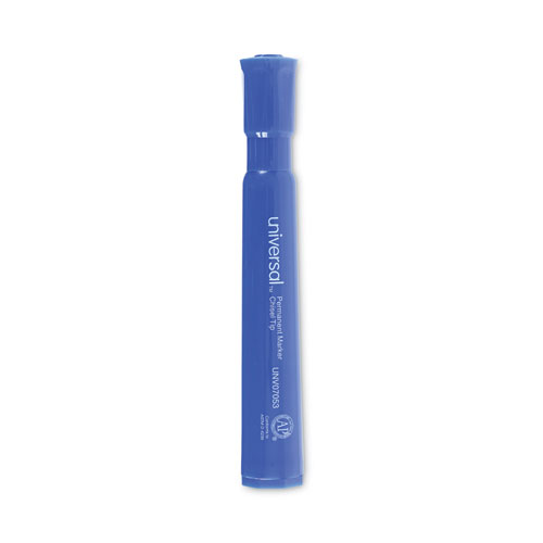 UNIVERSAL Permanent Markers Chisel Tip Blue Dozen 07053