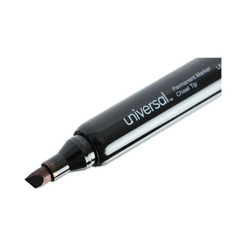 Image of Universal™ Chisel Tip Permanent Marker Value Pack, Broad Chisel Tip, Black, 60/Pack