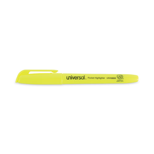 Image of Universal™ Pocket Highlighter Value Pack, Fluorescent Yellow Ink, Chisel Tip, Yellow Barrel, 36/Pack