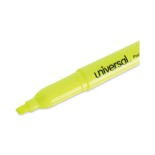 Image of Universal™ Pocket Highlighter Value Pack, Fluorescent Yellow Ink, Chisel Tip, Yellow Barrel, 36/Pack