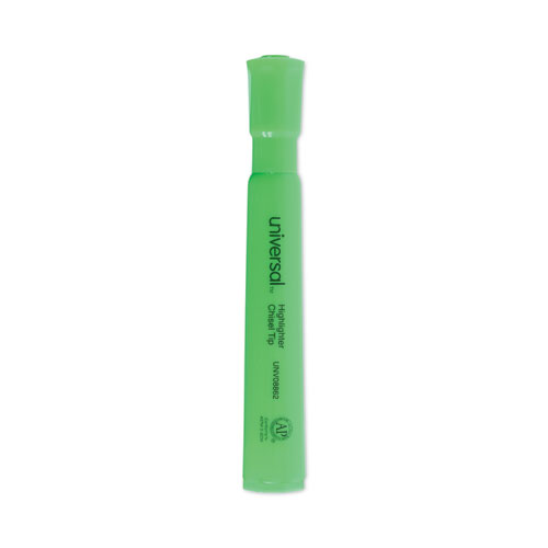 Desk Highlighters, Fluorescent Green Ink, Chisel Tip, Green Barrel ...