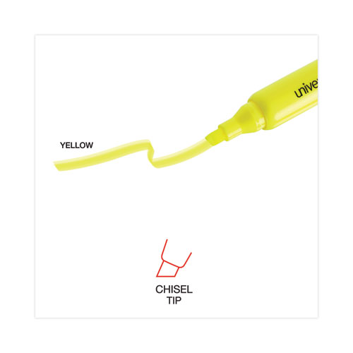 Image of Universal™ Desk Highlighter Value Pack, Fluorescent Yellow Ink, Chisel Tip, Yellow Barrel, 36/Pack