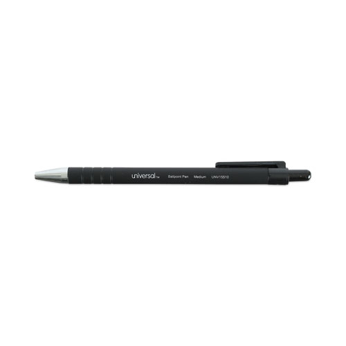 Ballpoint Pen, Retractable, Medium 1 mm, Black Ink, Black Barrel, Dozen