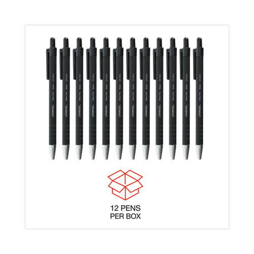 Image of Universal™ Ballpoint Pen, Retractable, Medium 1 Mm, Black Ink, Black Barrel, Dozen