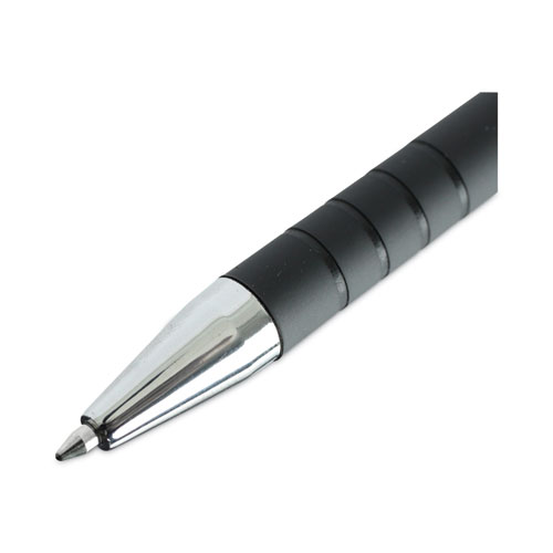 Image of Universal™ Ballpoint Pen, Retractable, Fine 0.7 Mm, Black Ink, Black Barrel, Dozen