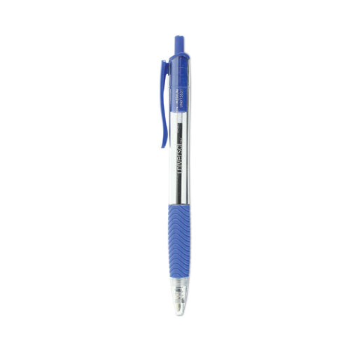 Universal™ Comfort Grip Ballpoint Pen, Retractable, Medium 1 Mm, Blue Ink, Clear Barrel, Dozen