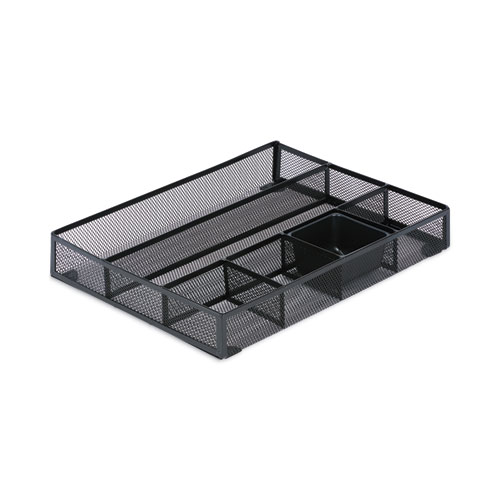 Image of Metal Mesh Drawer Organizer, Six Compartments, 15 x 11.88 x 2.5, Black