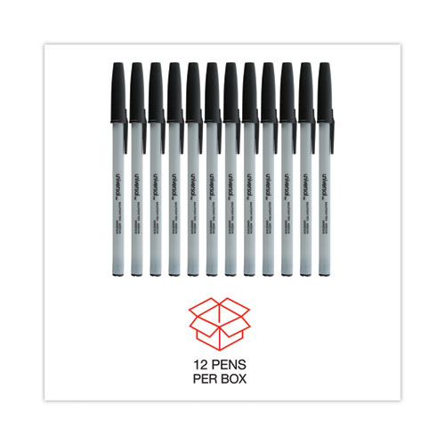 Image of Universal™ Ballpoint Pen, Stick, Medium 1 Mm, Black Ink, Gray Barrel, Dozen