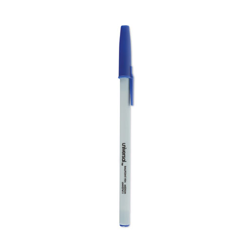 Ballpoint Pen, Stick, Medium 1 mm, Blue Ink, Gray Barrel, Dozen