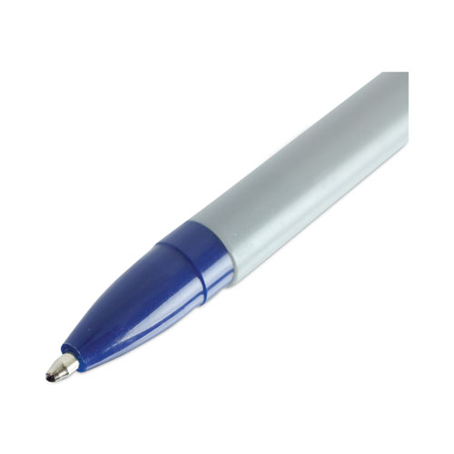 Image of Universal™ Ballpoint Pen, Stick, Medium 1 Mm, Blue Ink, Gray Barrel, Dozen