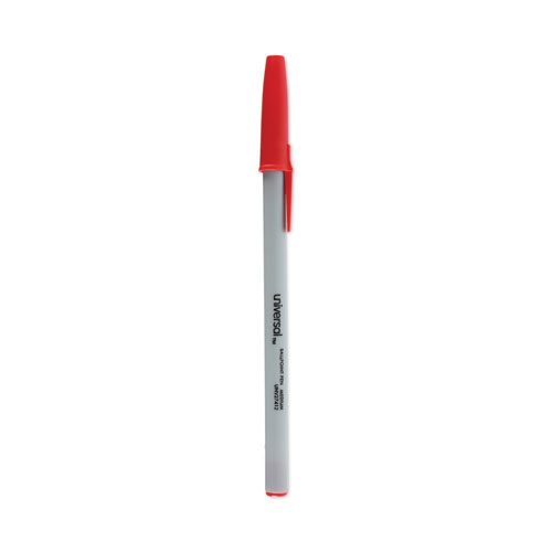 Ballpoint Pen, Stick, Medium 1 mm, Red Ink, Gray/Red Barrel, Dozen -  mastersupplyonline