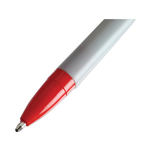 Image of Universal™ Ballpoint Pen, Stick, Medium 1 Mm, Red Ink, Gray Barrel, Dozen