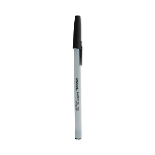 Ballpoint Pen, Stick, Fine 0.7 mm, Black Ink, Gray Barrel, Dozen