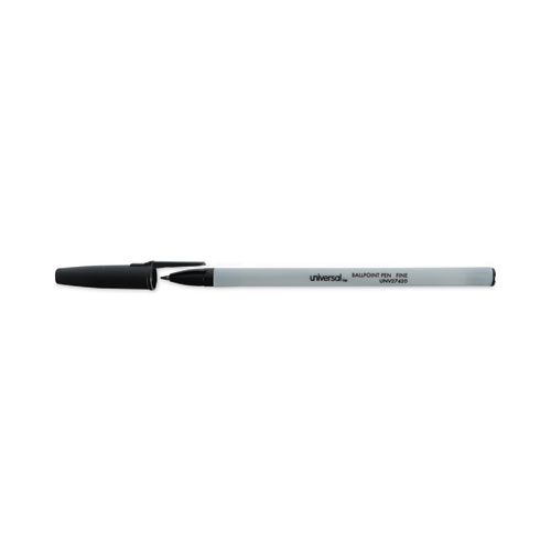 Image of Universal™ Ballpoint Pen, Stick, Fine 0.7 Mm, Black Ink, Gray Barrel, Dozen