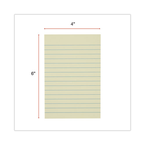 Image of Universal® Recycled Self-Stick Note Pads, Note Ruled, 4" X 6", Yellow, 100 Sheets/Pad, 12 Pads/Pack